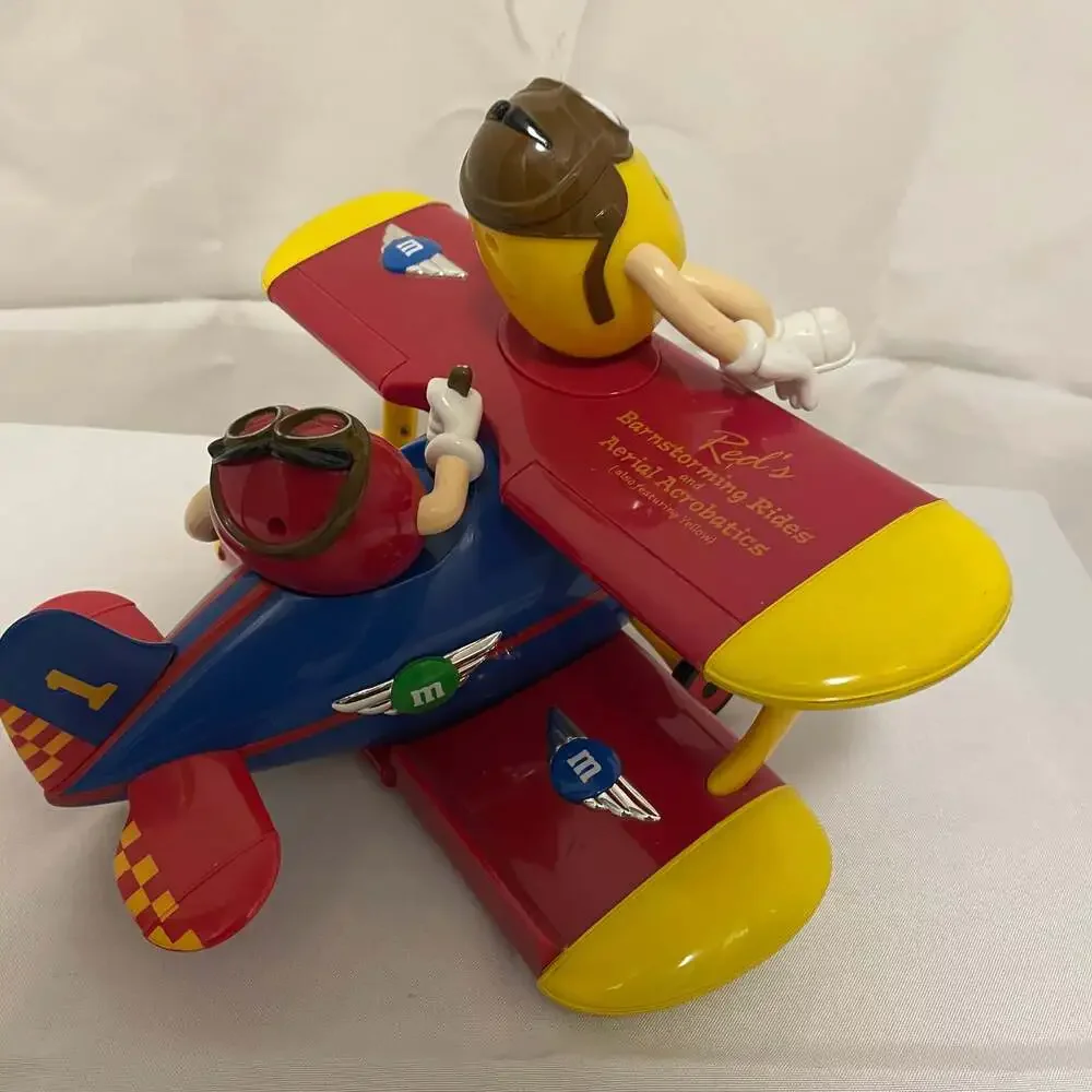 M&M's Aviator Barnstorming Plane‎ Collectible Candy Dispenser Red Yellow Toy
